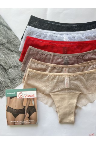 Трусики бразиліана бавовна з мікросіточкою La Vivas 10182